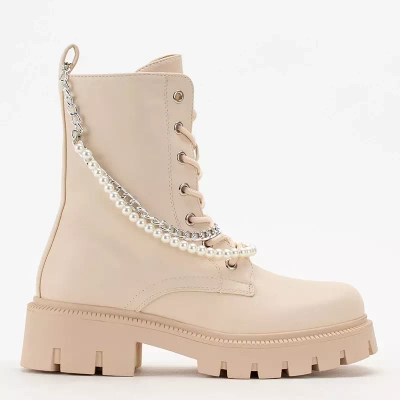 OUTLET Кремові жіночі сумки з ланцюжком і перлами Agsiva - Взуття