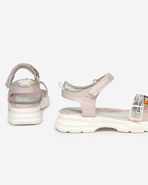 Світло-рожеві блискучі босоніжки для дівчат Lorij - Взуття