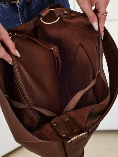 Aurelia Grande Venosa Shopper - Elegantní Velká Hnědá Taška z Ekokůže A4