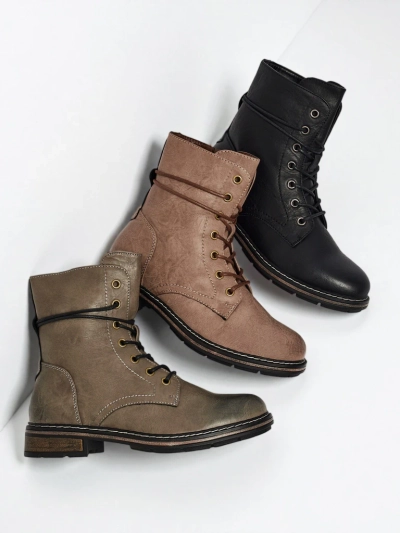Еко шкіряні шнуровані жіночі ботфорти Ravonna