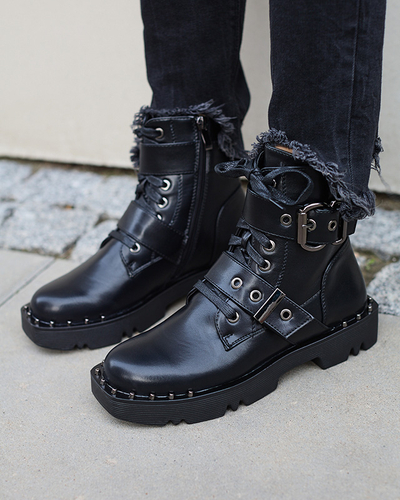 Чоботи жіночі чорні утеплені з орнаментом Erita - Взуття