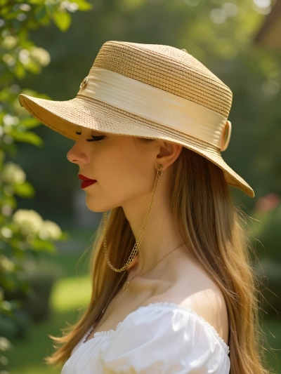 Royalfashion Dámský slaměný klobouk Grace Ribbon