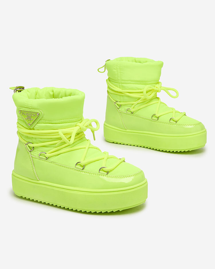 Royalfashion Dětské nazouvací boty a'la snow boots v neonově žluté barvě Asifa