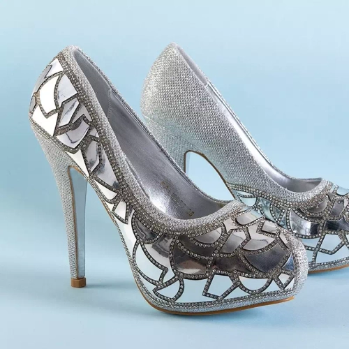 OUTLET Жіночі срібні туфлі на високих підборах Sera - Взуття