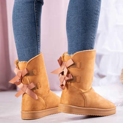 Коричневі зимові чоботи з бантами Snowy - Взуття