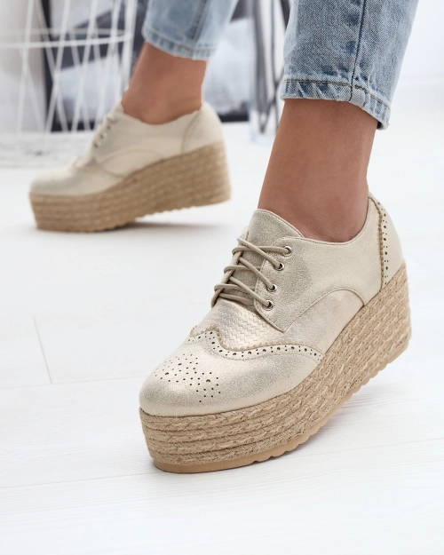 OUTLET Royalfashion Жіночі золоті напівчеревики на платформі Jacais