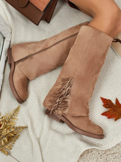 Dámské kozačky eko semišové s vrškem Ismara