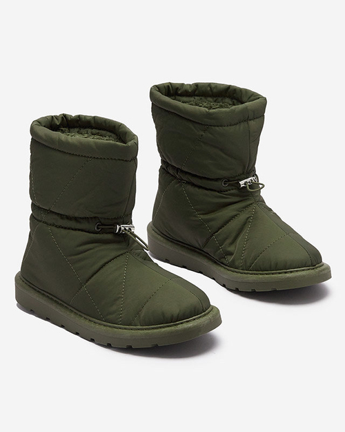 Темно-зелені жіночі утеплені черевики a'la snow boots Kaliolen - Взуття