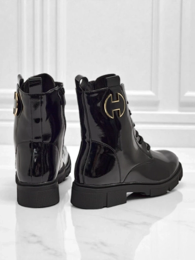 Лаковані жіночі ботільйони на шнурівці Kalen