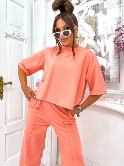Royalfashion Dámský bavlněný set s rozšířenými kalhotami