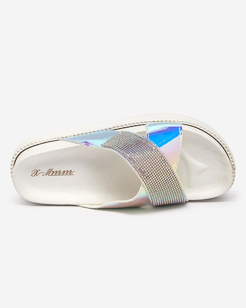 Жіночі білі голографічні тапочки з блискітками Keliso - Взуття