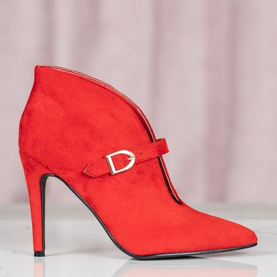 Červené boty na vysokém podpatku se sponou Deep Elegance - Obuv