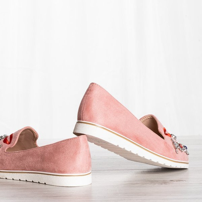 Růžové mokasíny s ozdobami Ustellas - Obuv 1