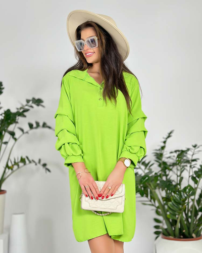 Royalfashion Dámské oversize šaty s volánkem na rukávech
