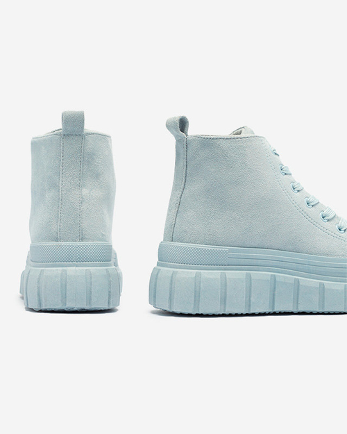 Світло-блакитні жіночі спортивні черевики на шнурівці а-ля кросівки Netara - Взуття