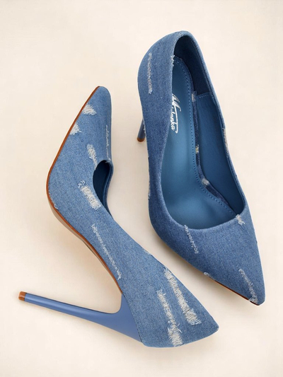 Royalfashion Dámské lodičky na vysokém podpatku Denim Chic