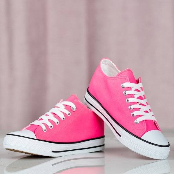 OUTLET Neonově růžové tenisky na vnitřním klínku s potiskem Fabiana - Obuv