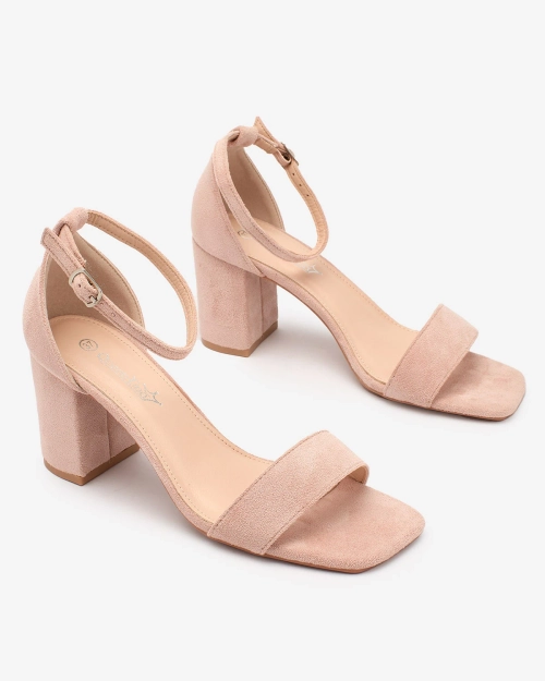 Жіночі босоніжки на низькій шпильці Royalfashion світло-рожевого кольору Helrem