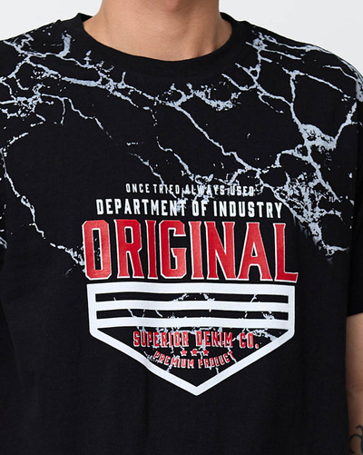 Pánské černé tričko s potiskem - Oblečení