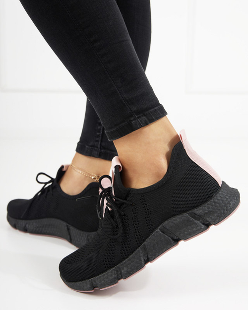 Чорні жіночі кросівки з рожевими вставками Bommgi