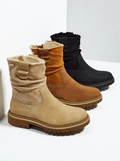 Vyšší dámské eko semišové kotníkové boty Liora