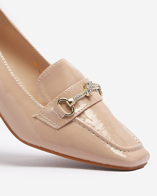 Лаковані жіночі туфлі-мокасини кольору nude Welmok- Взуття