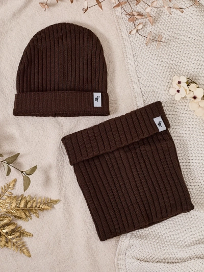 Royalfashion Зимовий набір універсальний - шапка-біні та шарф-баф