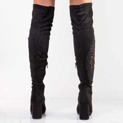 Černé boty na vysokém sloupku Marletto - Obuv