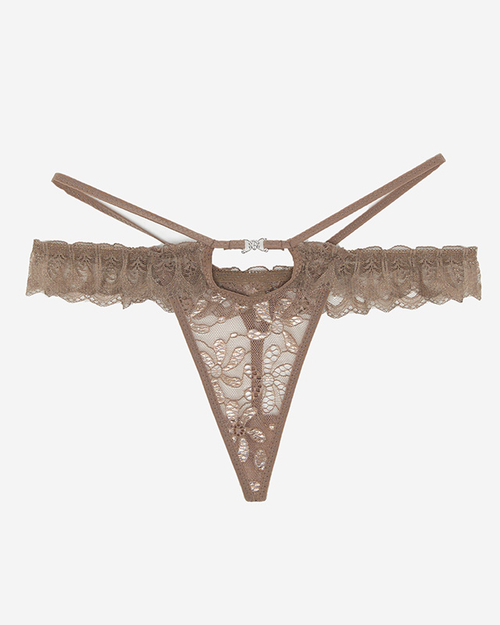 Жіночі коричневі мереживні стринги - Білизна