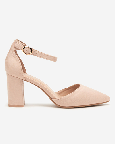 OUTLET Béžové dámské sandály na vyšším sloupku Hareda - Boty