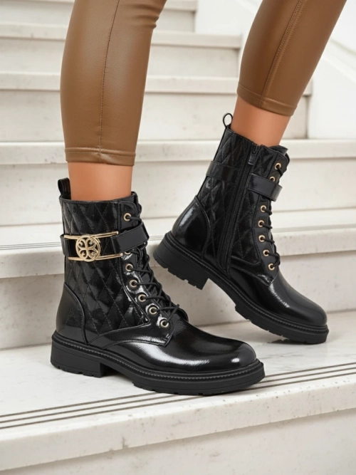 Жіночі стьобані черевики з екологічної лакованої шкіри Opal Verge