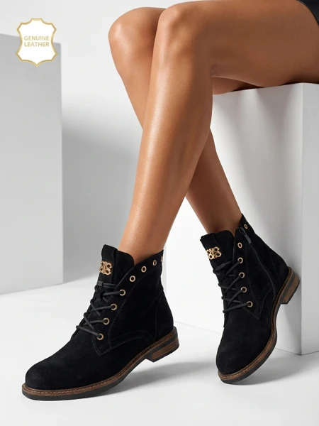 Dámské boty Aurelia Romano z přírodního semiše – hnědé, s kožešinou