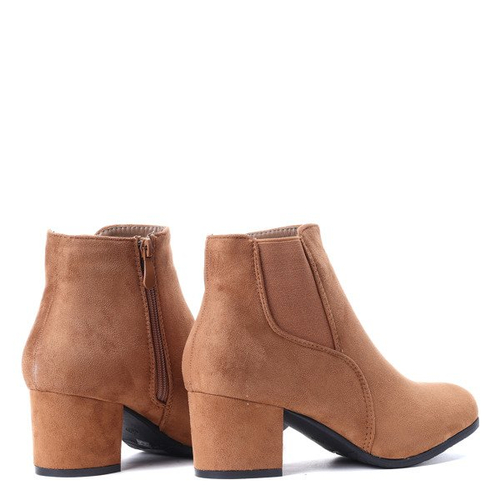 Brązowe botki na słupku Lina- Obuwie