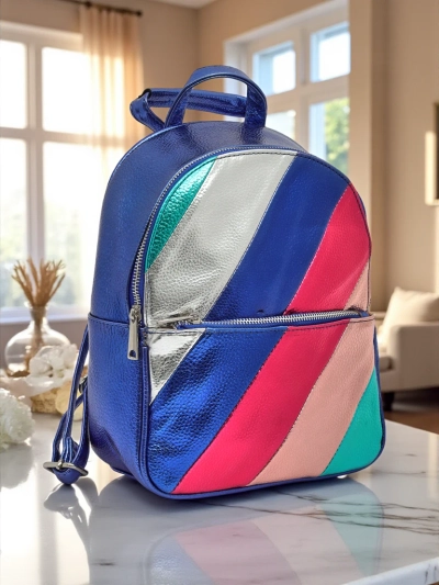 Royalfashion Жіночий рюкзак з екологічної шкіри з металевими смужками Metallic Stripes