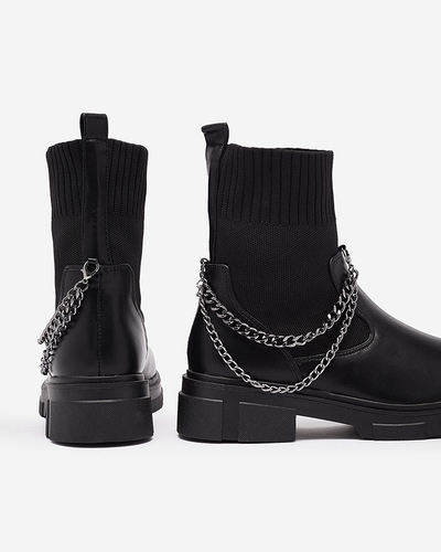 Чоботи жіночі чорні з верхом a'la sock Foldaf- Footwear