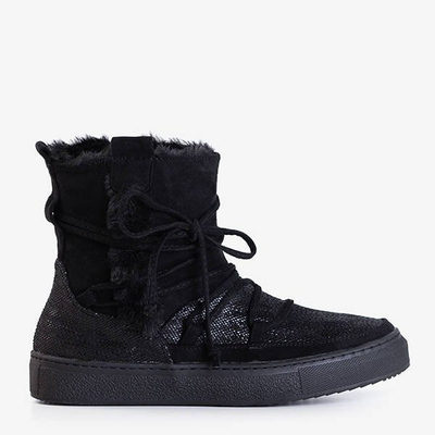 Dámské černé sněhové boty s kožešinou Nosesi - obuv