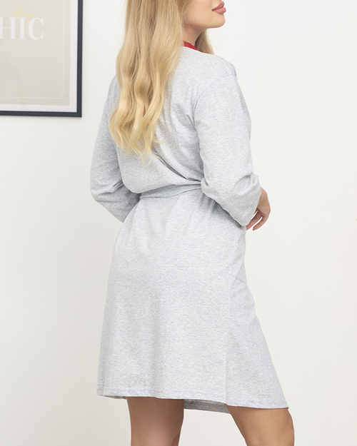 Халат сірий жіночий з червоними вставками - Одяг