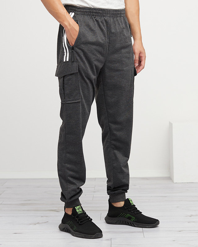 Tmavě šedé pánské tepláky - Oblečení