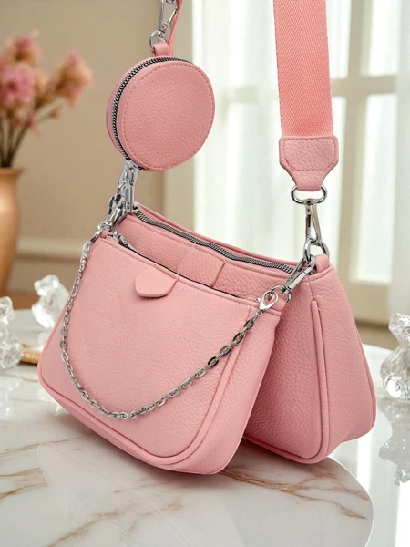 Жіноча сумка Amara Rosa – рожева сумка-листоноска з екошкіри з ланцюжком