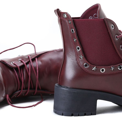 Burgundowe workery Ember- Obuwie