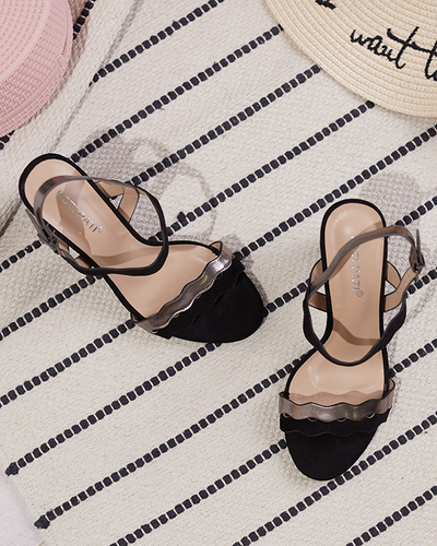 Černé dámské sandály na vyšším sloupku značky Rudika - Obuv