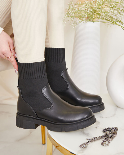 Чоботи жіночі чорні з верхом a'la sock Foldaf- Footwear