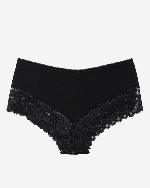 Жіночі чорні трусики, панталони з мереживом і фіанітами - Білизна