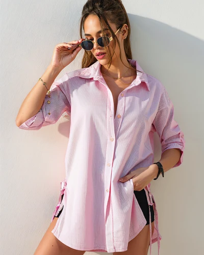 Dámská pruhovaná košile Royalfashion z dlouhé bavlny s opaskem