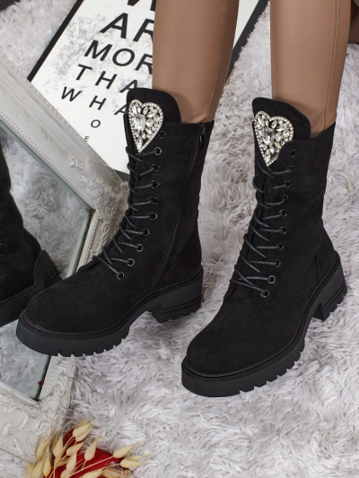 Eko zamszowe sznurowane botki damskie Emelune