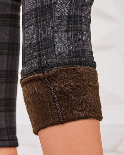 Royalfashion Жіночі утеплені штани тегінг в клітинку