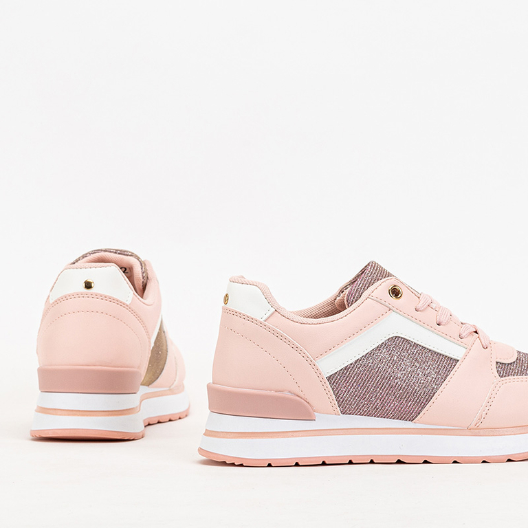 Růžové dámské sportovní tenisky se třpytkami Berilan - Obuv