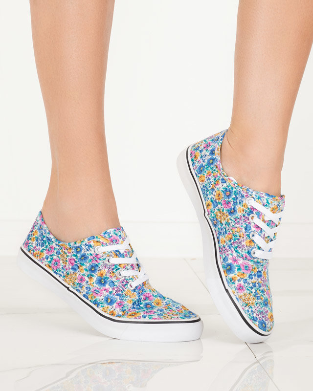 OUTLET Dámské modré tenisky s květinami Sertoli - Obuv