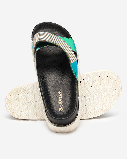 Жіночі чорні голографічні тапочки з блискітками Keliso - Взуття