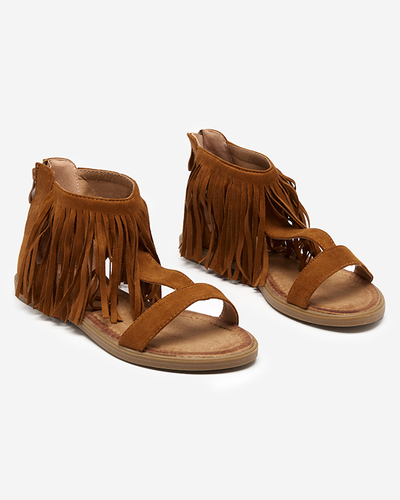 OUTLET Dámské sandály s třásněmi velbloudí Clov- Shoes